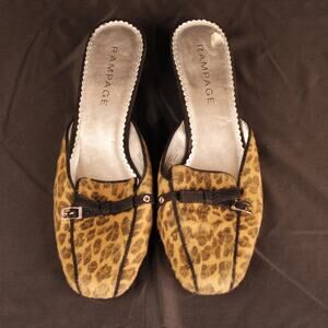 Leopard Print Heels Women's Size 9.5 M RAMPAGE Trix Slip on Kitten Heel Shoes
